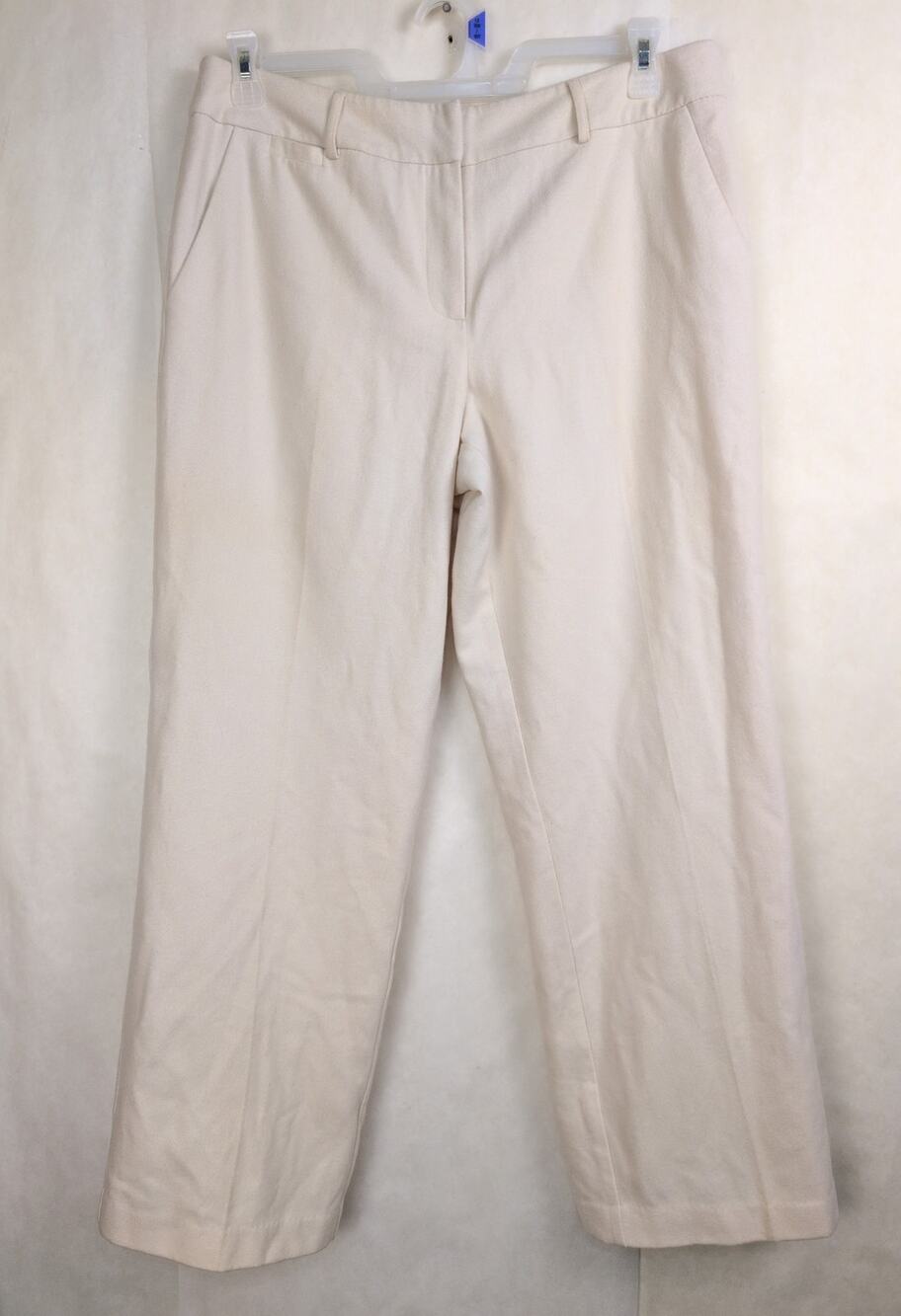 Chadwicks cream wool wide leg lined trouser pants Size 14P Classic Minimal